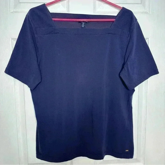 Tommy Hilfiger T-Shirt Square Neck Blue Size Extra  Large - Picture 1 of 16